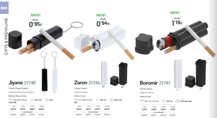 Tobacco cases on key rings Tobacco cases on key rings