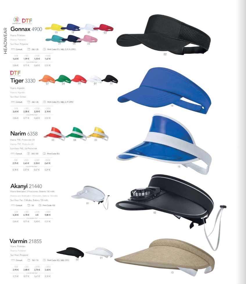 Viseras personalizadas